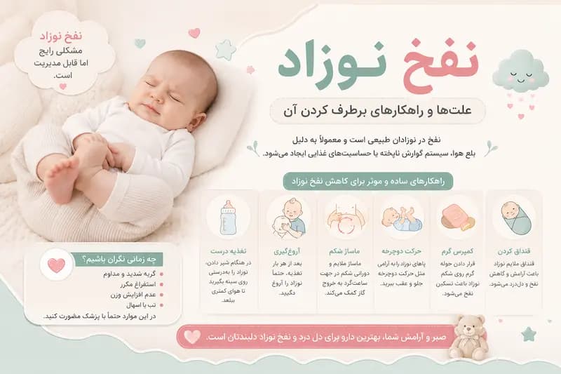 نفخ و دلدرد نوزاد؛ چرا اتفاق میافتد و چطور آرامش را به او برگردانیم؟