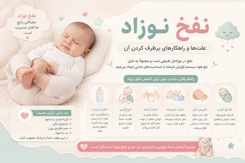 نفخ و دلدرد نوزاد؛ چرا اتفاق میافتد و چطور آرامش را به او برگردانیم؟