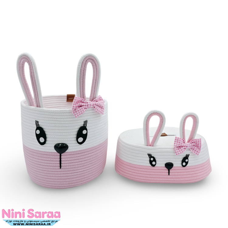سطل و جا دستمال عروسکی خرگوش صورتی