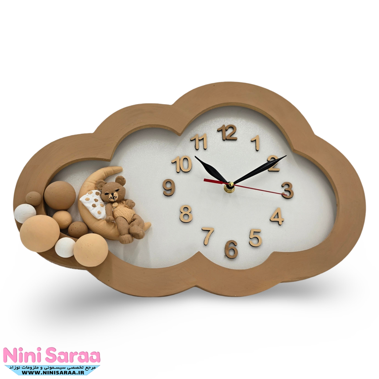 خرید ساعت نوزاد چوبی طرح تدی