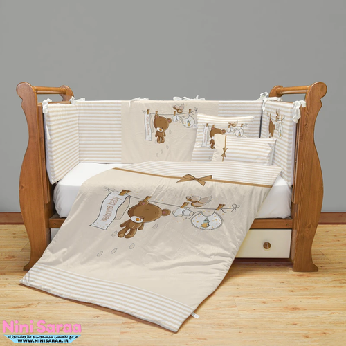 خرید سرویس روتختی 7 تکه نوزاد طرح خرس کرم