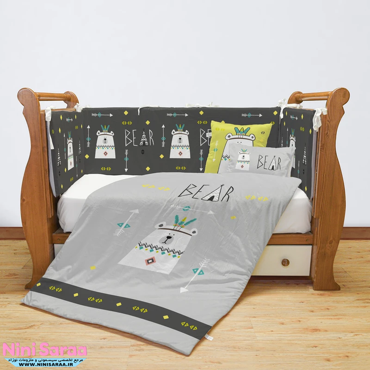 خرید سرویس روتختی 7 تکه نوزاد طرح خرس طوسی