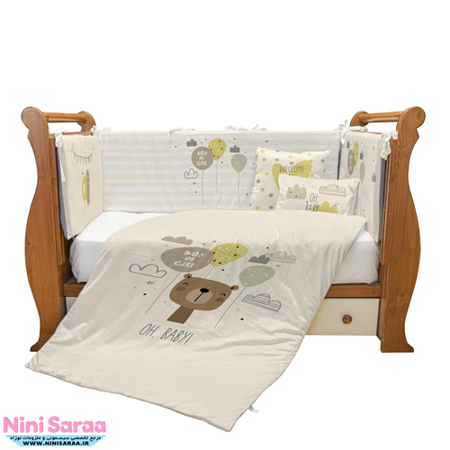 خرید سرویس روتختی 7 تکه نوزاد طرح خرس کرم کارتونی