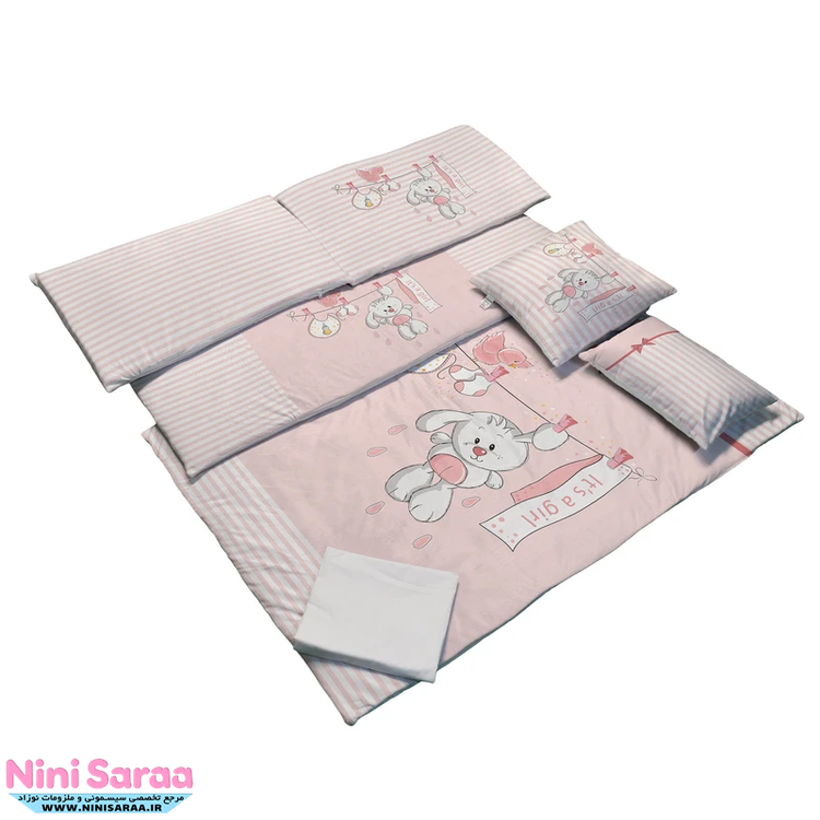 سفارش آنلاین روتختی گارددار تخت نوزاد صورتی
