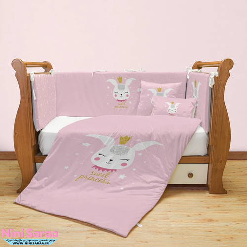 خرید سرویس روتختی 7 تکه نوزاد دخترانه طرح خرگوش