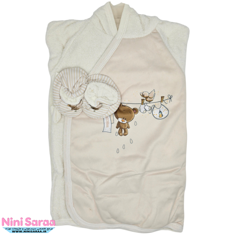 خرید آنلاین سرویس و ست حوله نوزاد مامز کیوتی خرس تدی