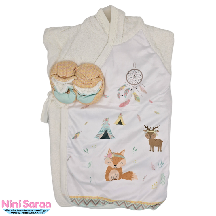 خرید آنلاین سرویس و ست حوله نوزاد مامز کیوتی