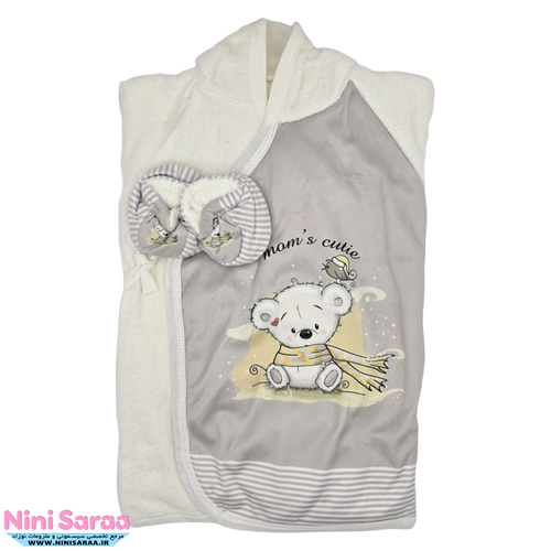 خرید آنلاین سرویس و ست حوله نوزاد مامز کیوتی