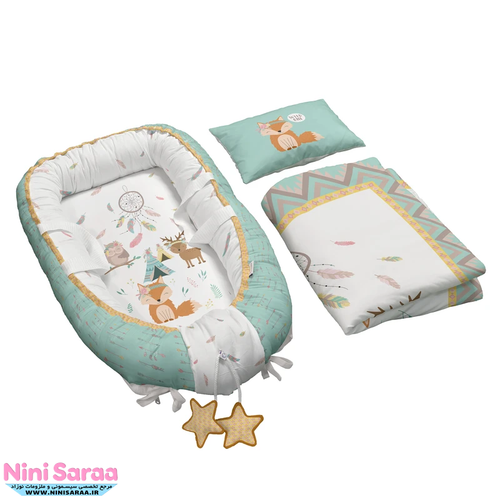 خرید تشک گارد دار یا لبه دار 3 تکه نوزاد از برند مامز کیوتی طرح روباه و جنگل- خرید مستقیم از تولیدی