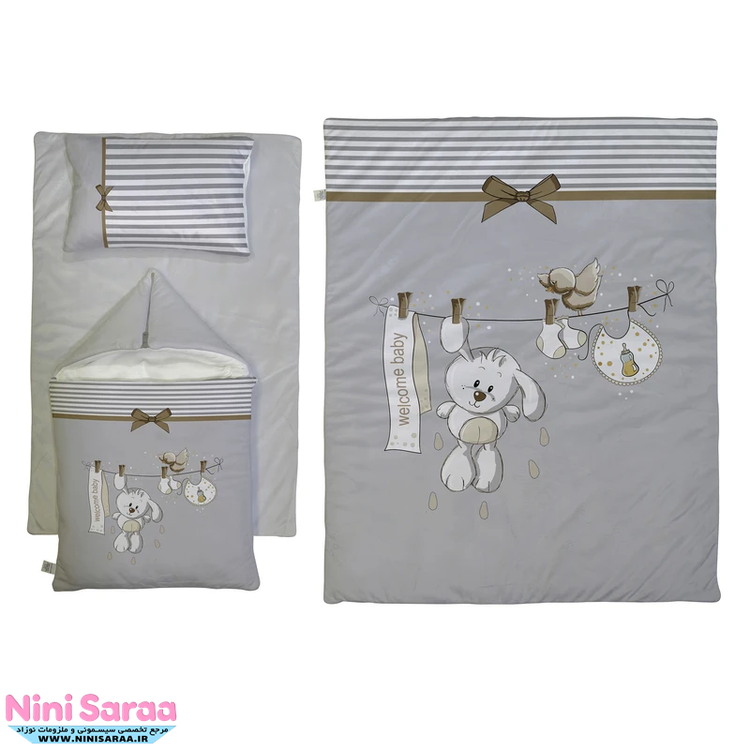 قیمت ست خواب و پتو نوزاد عزوسکی طوسی مامز کیوتی