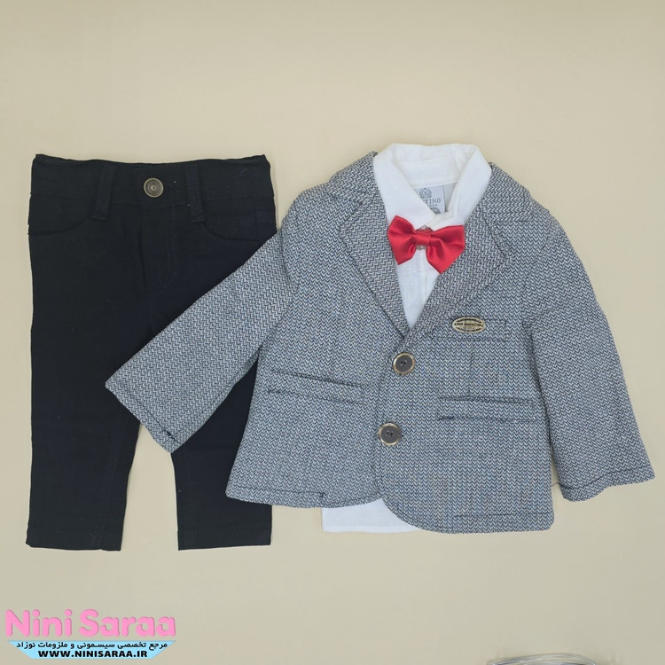 خرید کت و شلوار و پاپیون پسرانه نوزادی ترک