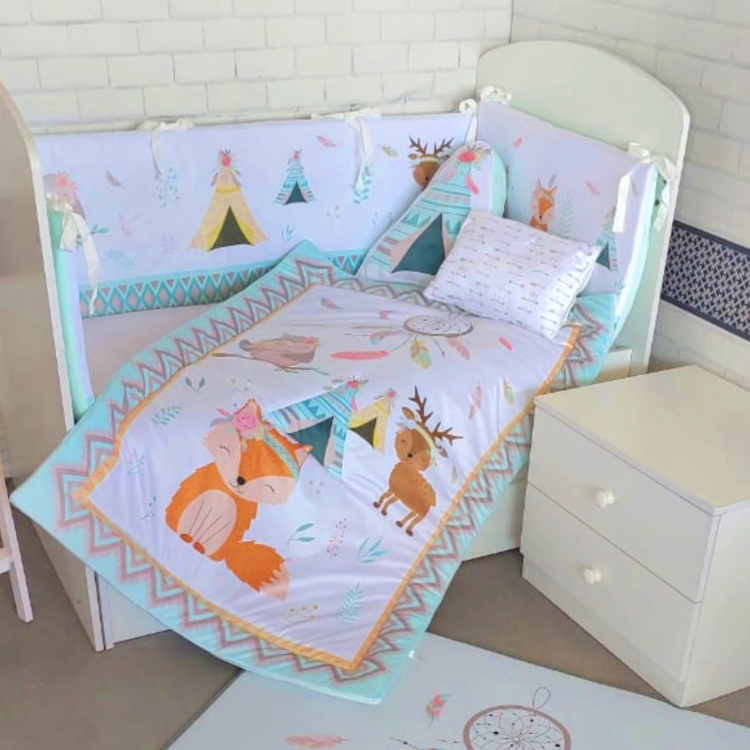 خرید سرویس رو تختی نوزاد 7 تکه مامز کیوتی