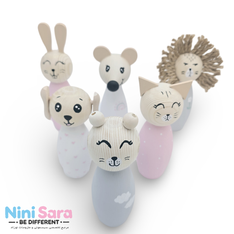 خرید بولینگ چوبی نوزاد مناسب سیسمونی مدل خرگوش