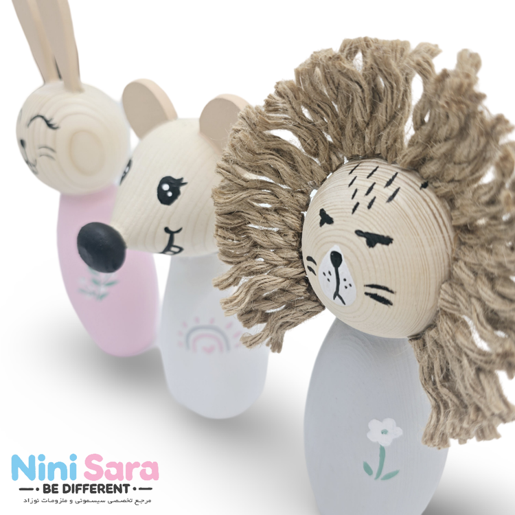 خرید آنلاین بولینگ چوبی نوزاد خرگوش صورتی