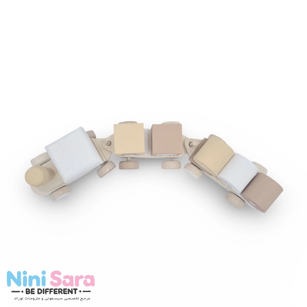 خرید قطار چوبی نوزاد طرح تدی نقاشی شده تدی
