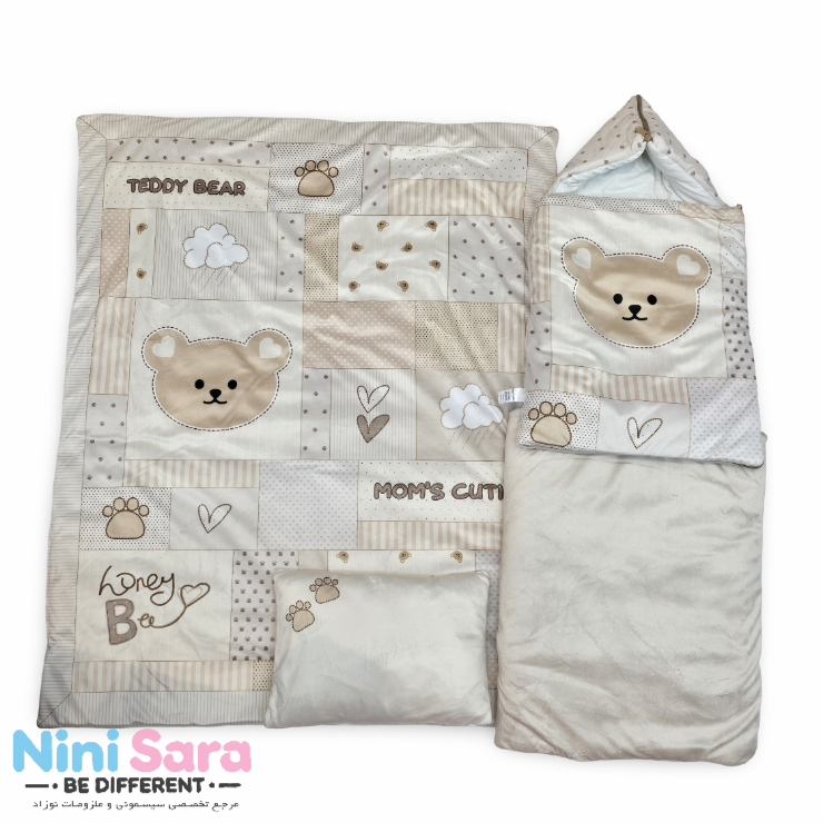 ست پتو نوزاد تدی چهل تکه