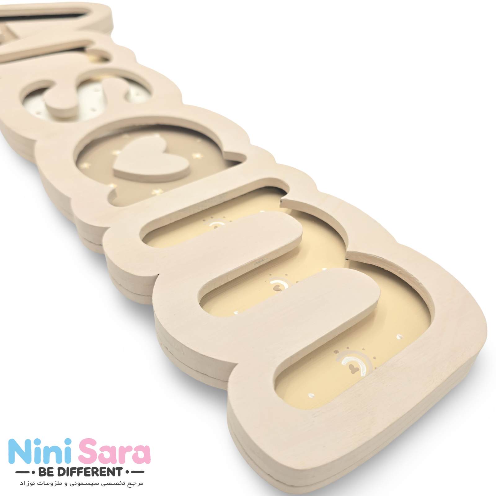 خرید استند اسم چوبی کودک چراغدار