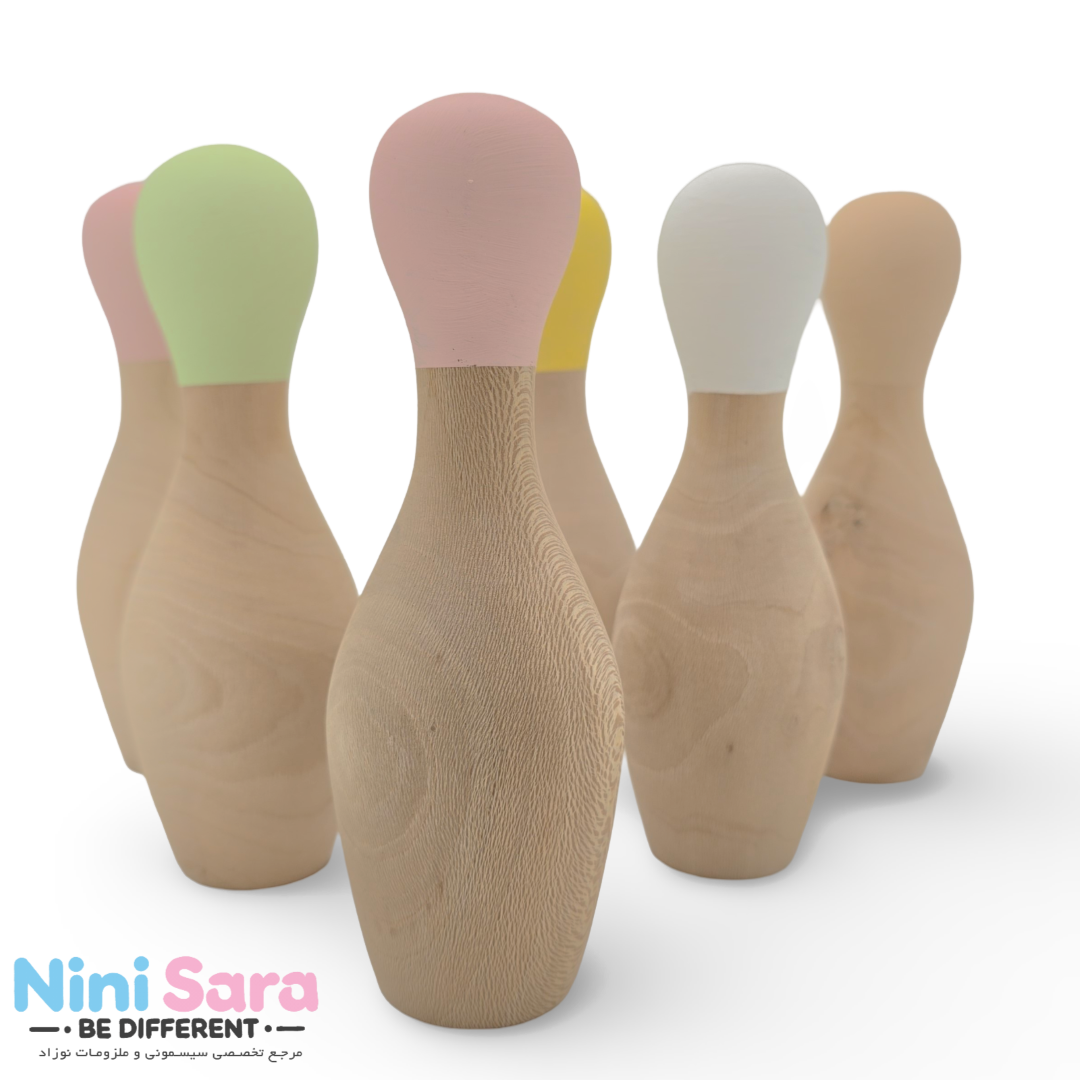 بولینگ چوبی طرح فرشته مناسب اکسسوری اتاق نوزاد با بهترین کیفیت چوب راش و رنگ اکریلیک