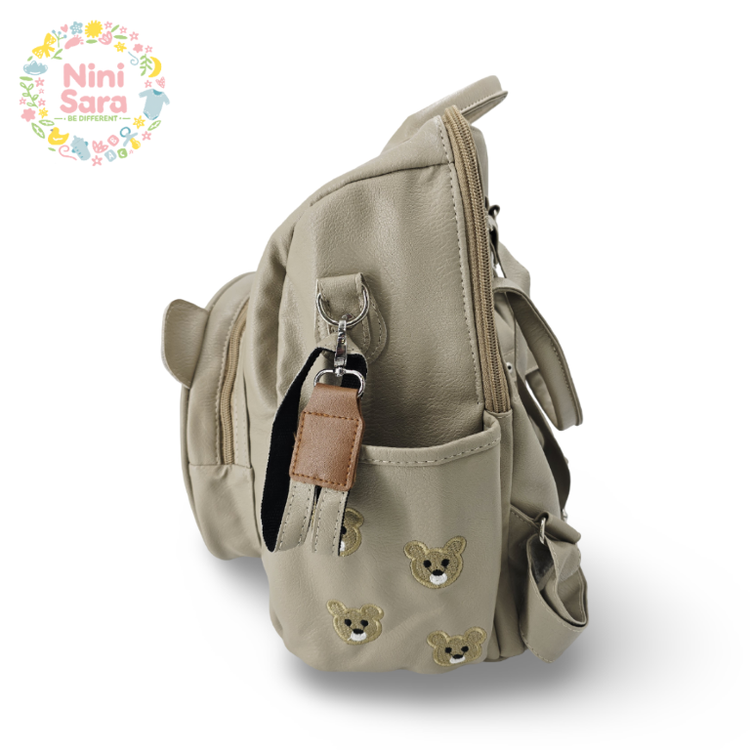 کیف پشتی مایورال تدی رنگ کرم طرح خرس تدی نوزاد