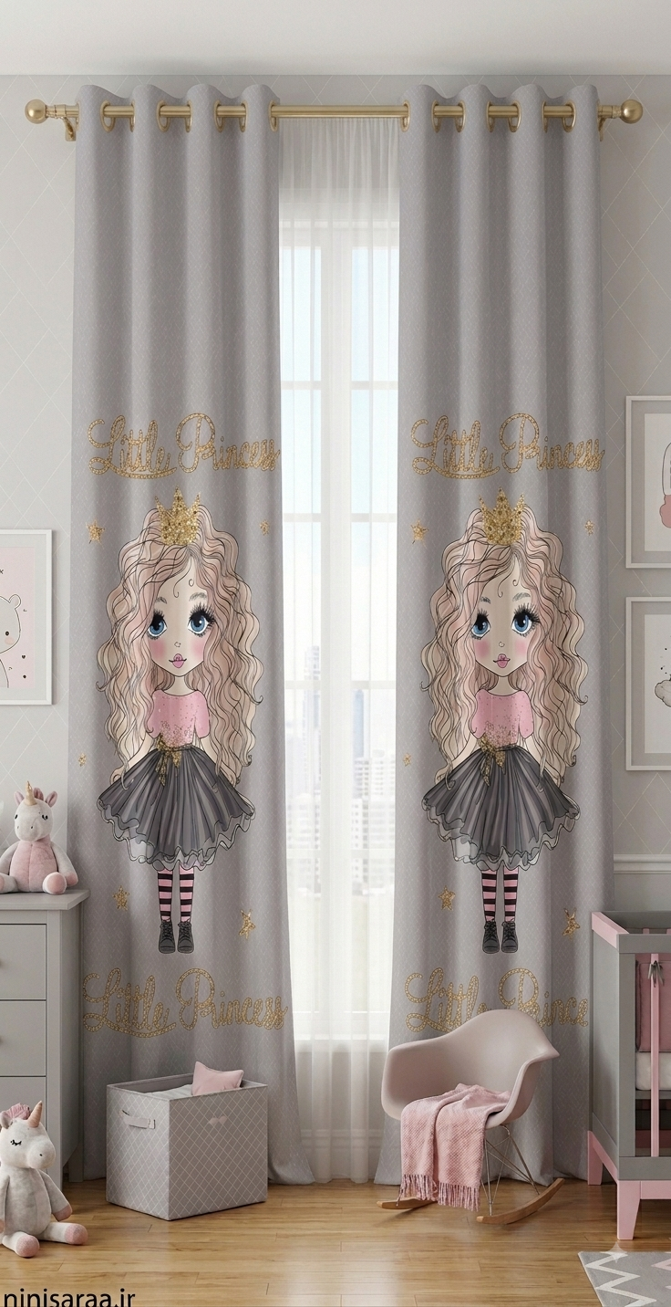 پرده اتاق کودک مامزکیوتی طرح پرنسس موفرفری Little Princess